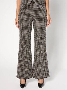 by Stacy London Regular Patterned Knit Jacquard Flare Pant, Sz M a662317